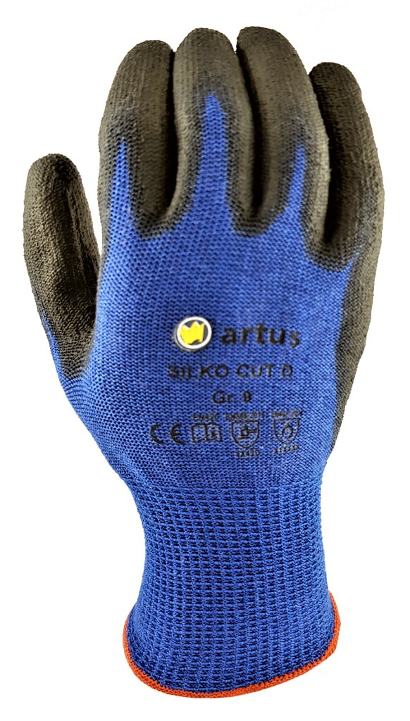 Schnittschutzhandschuh PU Artus Silko, Cut D, 10 Paar, Arbeitshandschuhe, Strickhandschuhe,