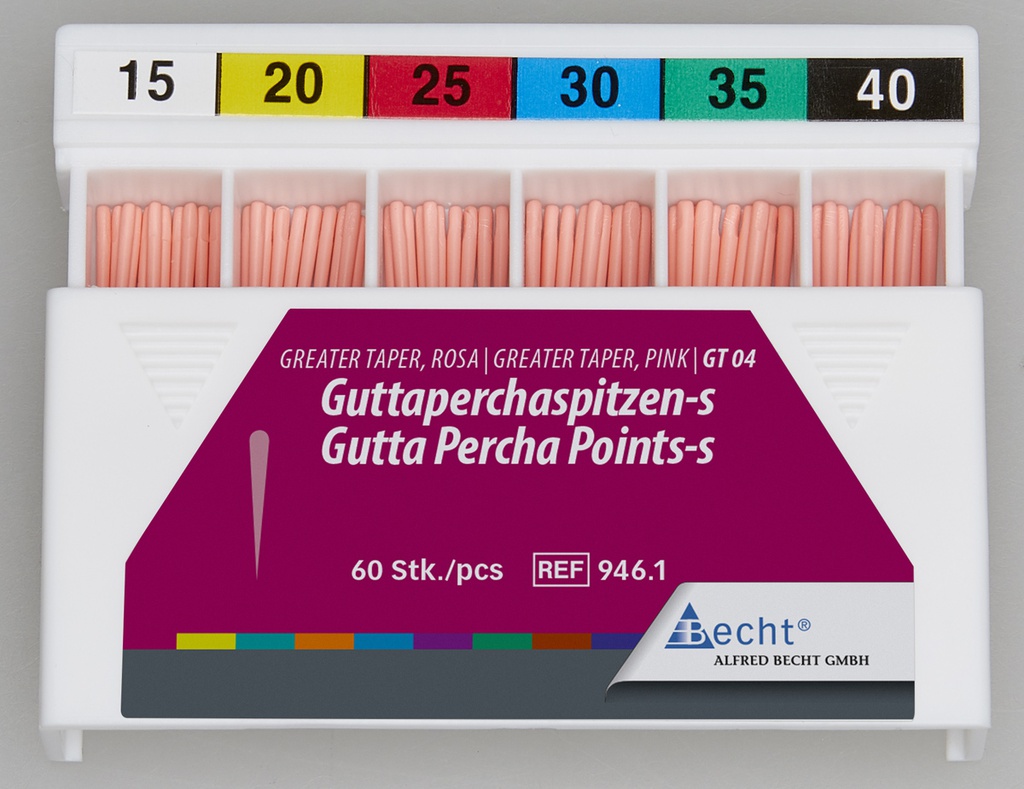 Guttaperchaspitzen, Greater Taper, GT 04, ISO 15-40, 60 Stk.